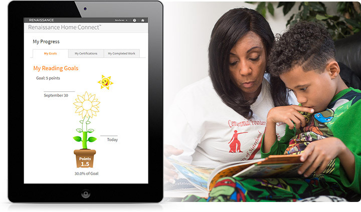 Parent and child with Renaissance Accelerated Reader My Progress screenshot.